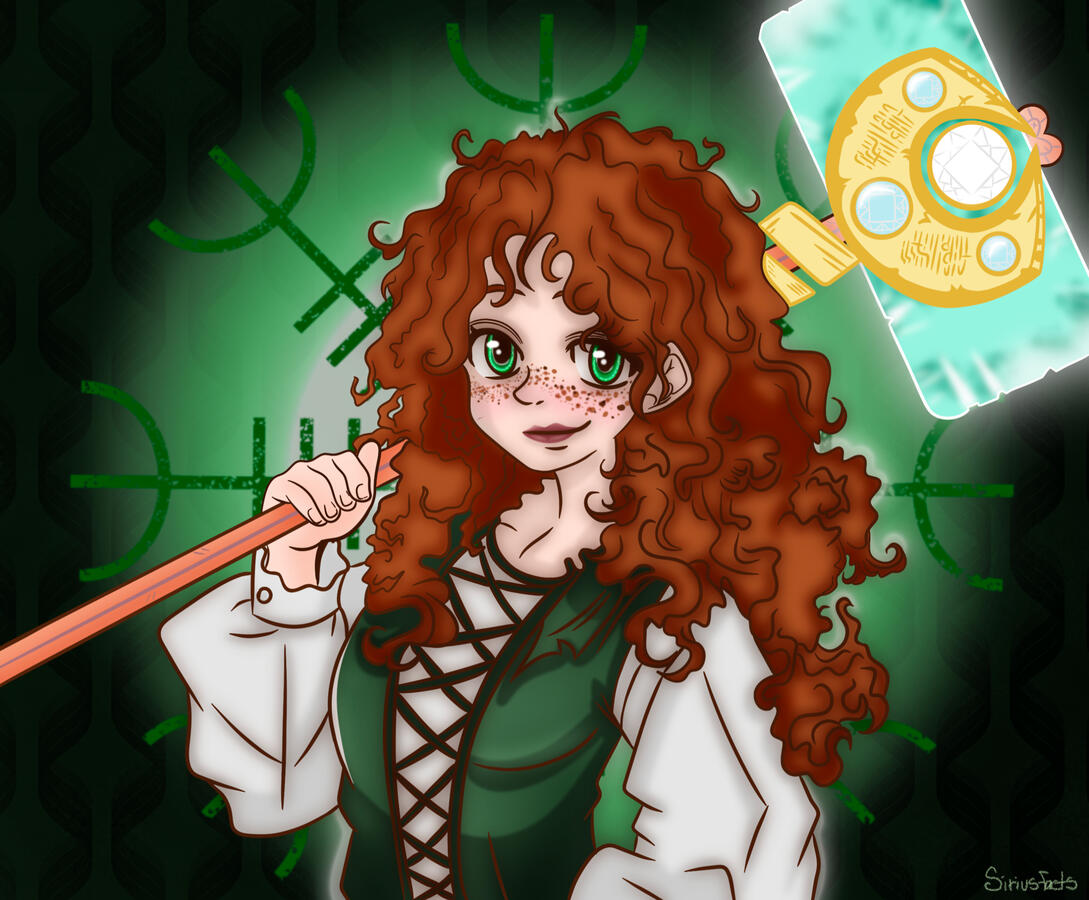 Moriana Albright with Fae'ohtan over her shoulder. Drawn by Sirius Facts Art Studio. This was printed as a print for only 3 people. Myself and my two editors. I have mine on my wall above my TV. I love everything about this piece! Mori looks so cute!