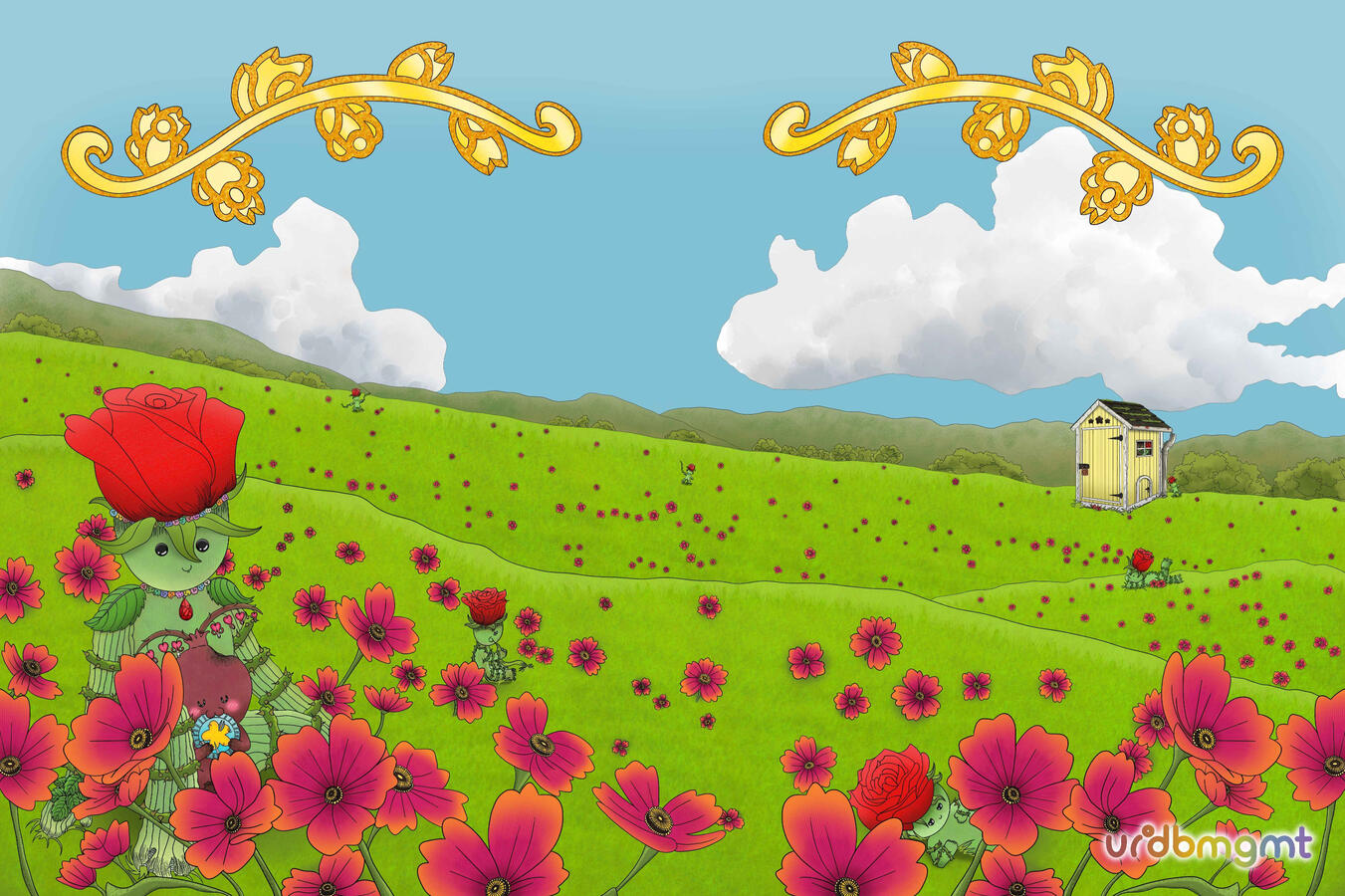 This lovely poster was done by UIDB MGMT and features Miss Rose and Irya. You can see many flowerlings in the background along with their yellow shed. I did have a few prints of this left, but they were ruined during my move out of my run down apartment.